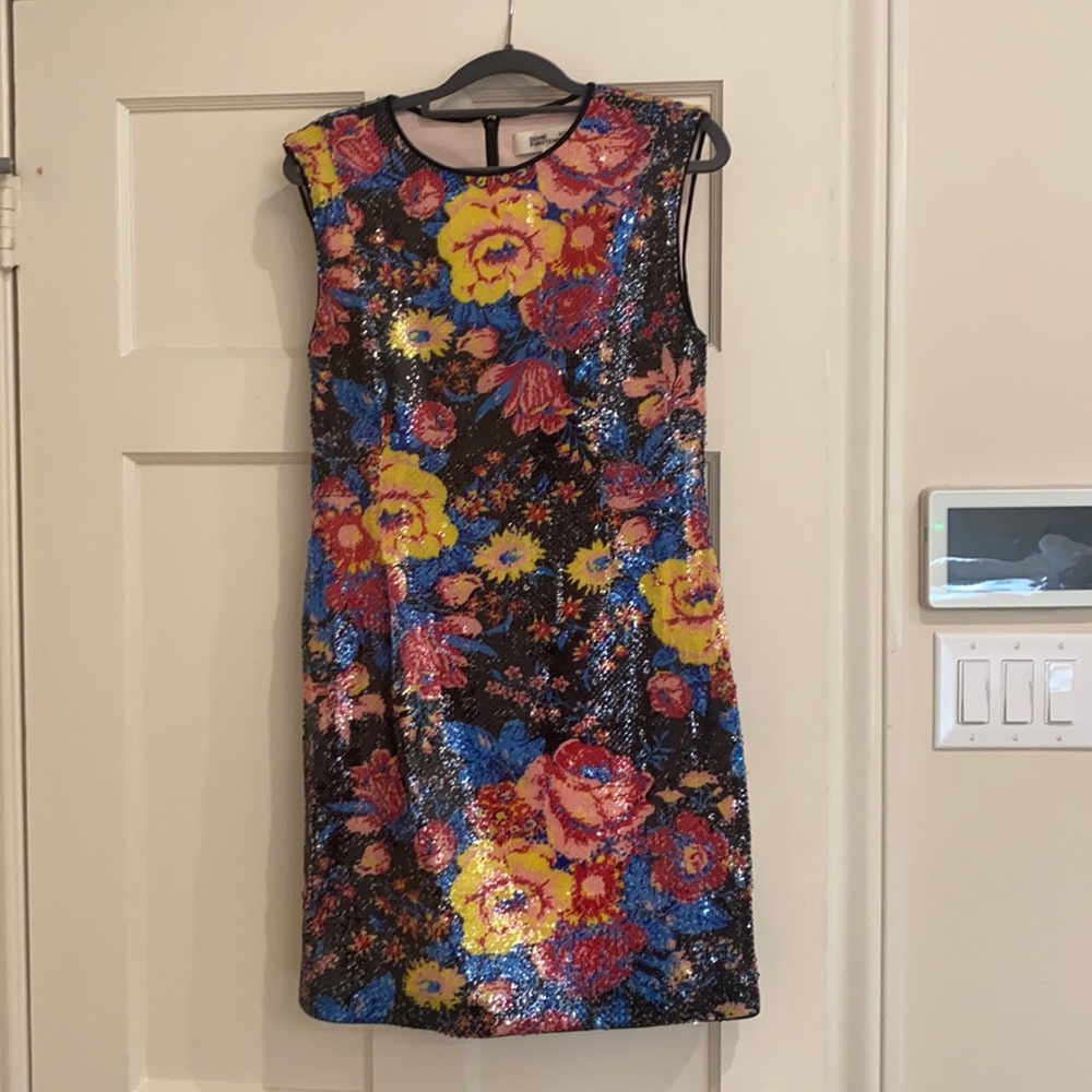 Diane Von Furstenberg sequin floral cocktail dress